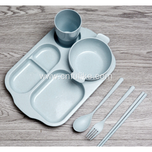 6-Pieces PP Wheat Straw Children Tableware Set